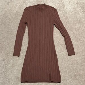 Abercrombie & Fitch Brown Ribbed Long Sleeve Dress